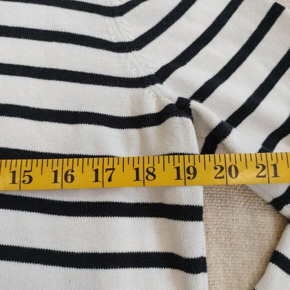 Croft & Barrow V Neck Black and White Striped Long Sleeve Sweater Size Large - Picture 6 of 7